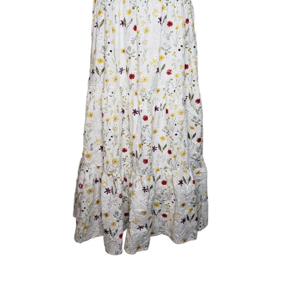 En Saison Women's Floral Tiered Embroidered Tent Dress Pockets Sz L, White (1179 - Picture 3 of 7